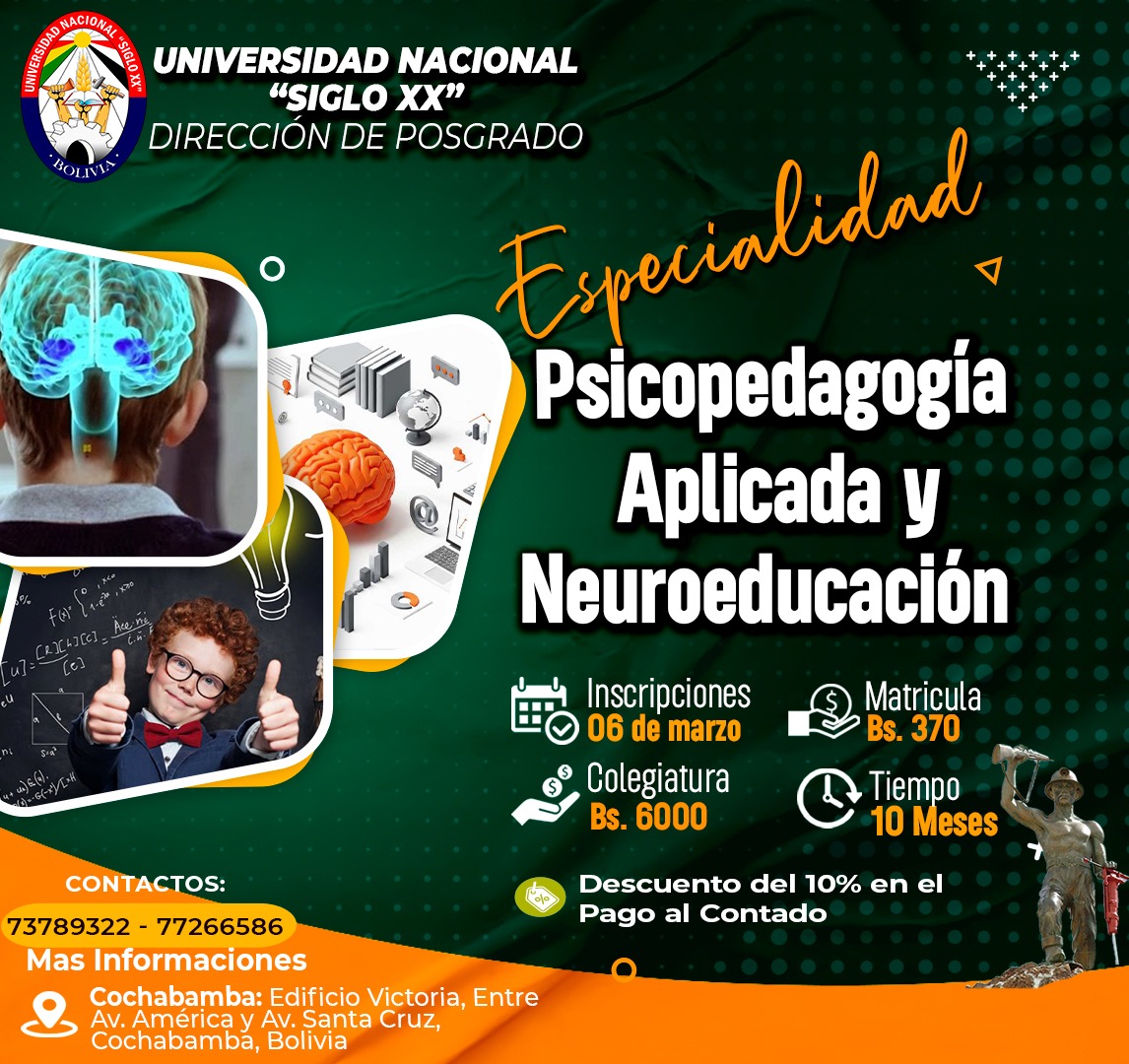 Psicopedagogía aplicada 
y  neuroeducación 

